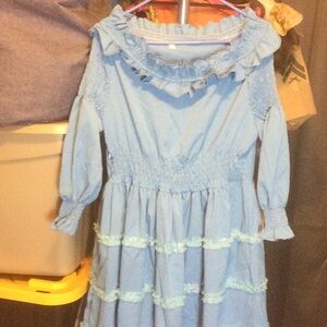 Blue Ruffled Women's Dress
